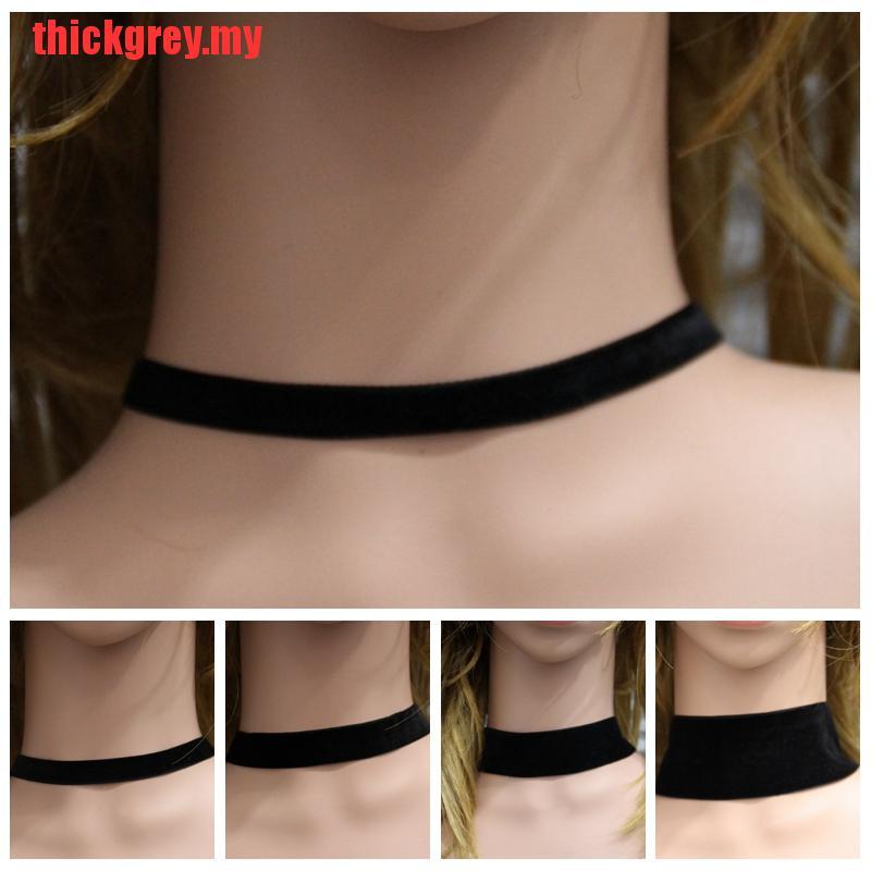 Vòng Cổ Choker Vải Nhung Màu Đen Phong Cách Gothic