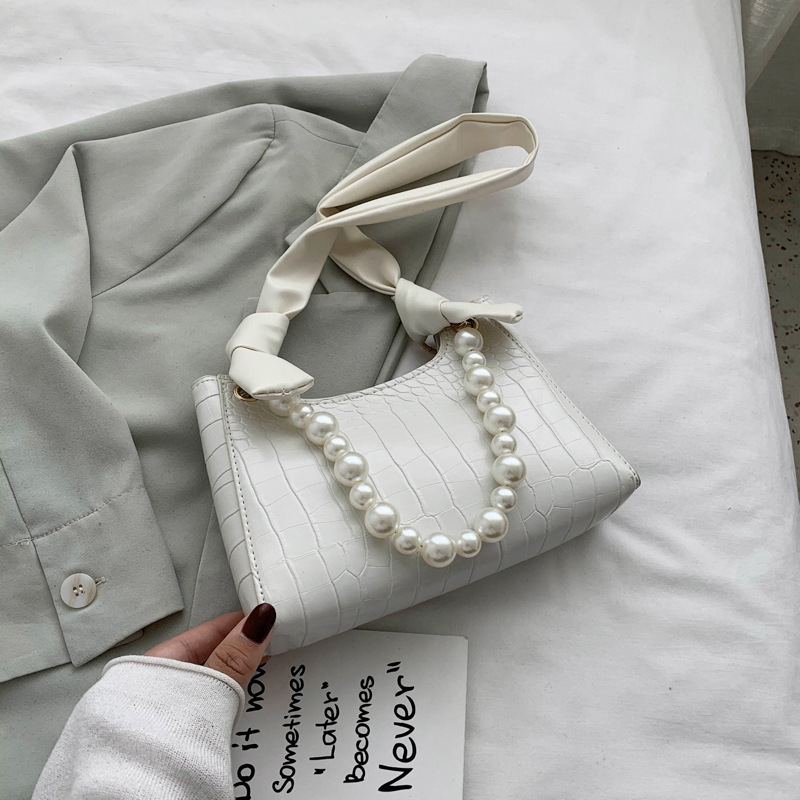 Túi xách đeo vai thiết kế quai xách kiểu chuỗi ngọc trai sang trọng cho nữ