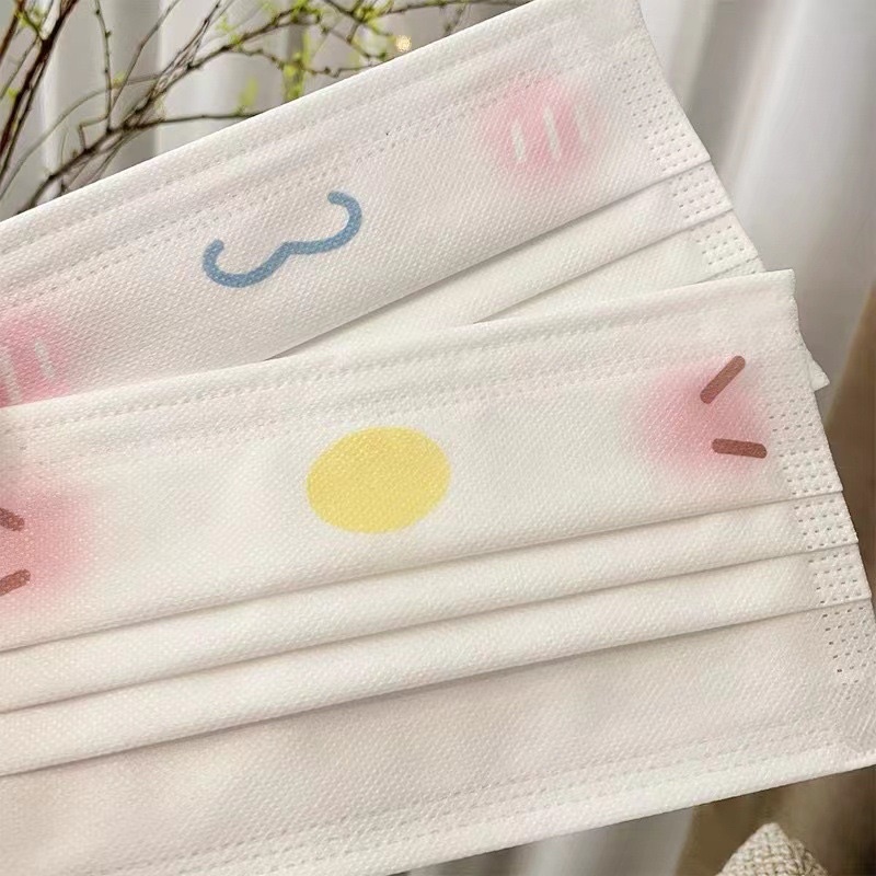 Khẩu trang trắng họa tiết con mèo hello kitty siêu dễ thương - set 50/100 cái