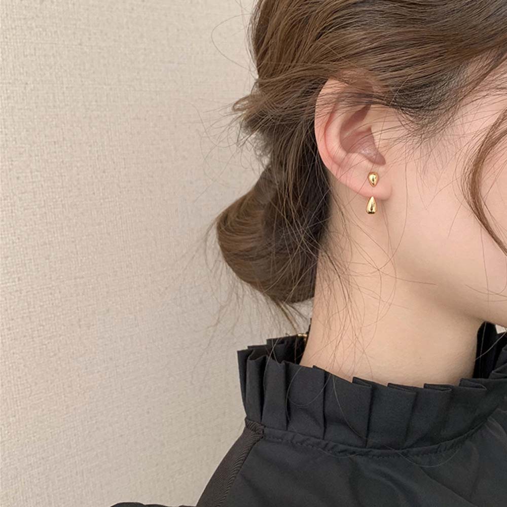 Bông tai hình giọt nước hai chiều bằng hợp kim 925 phong cách Hàn Quốc thời trang cho nữ