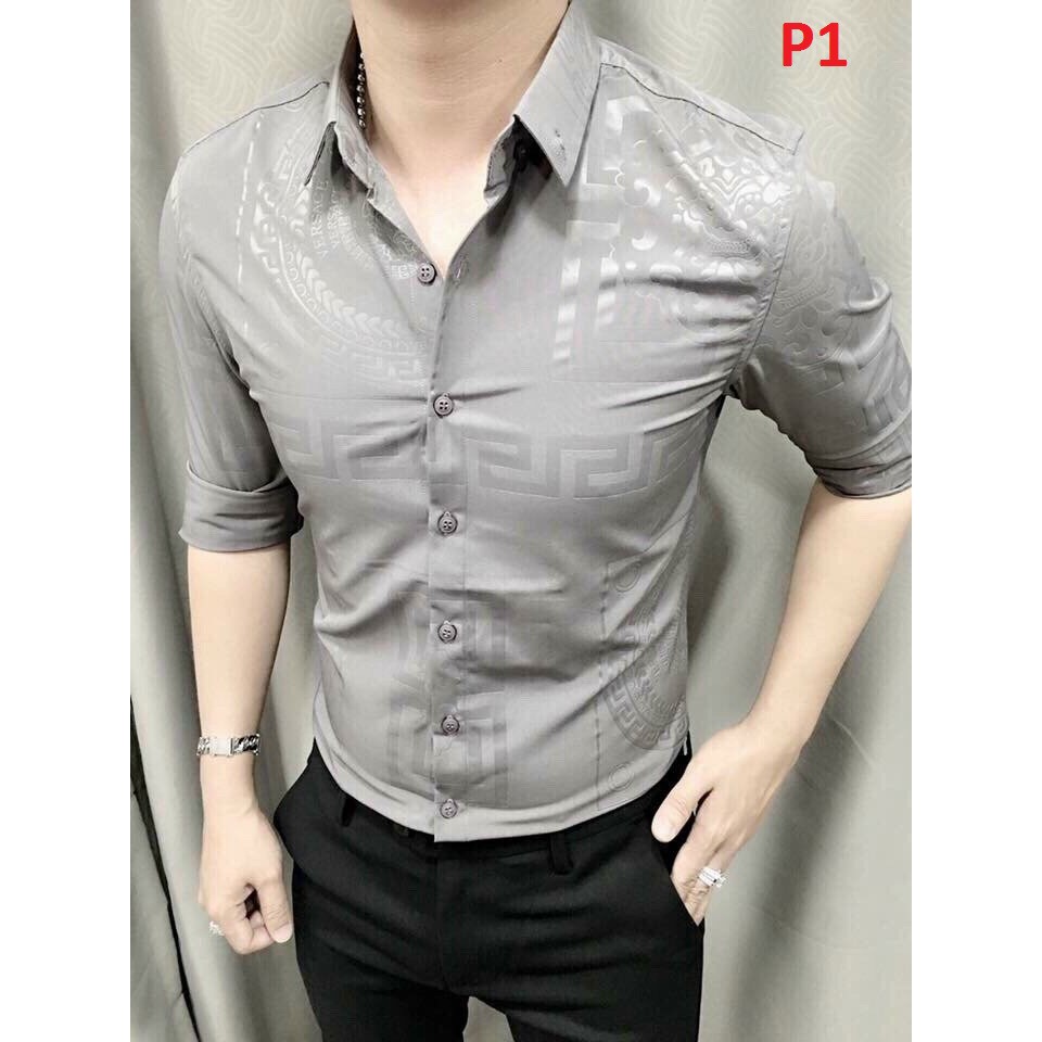 ÁO SƠ MI NAM LỤA TRƠN IN HOA VĂN CHÌM