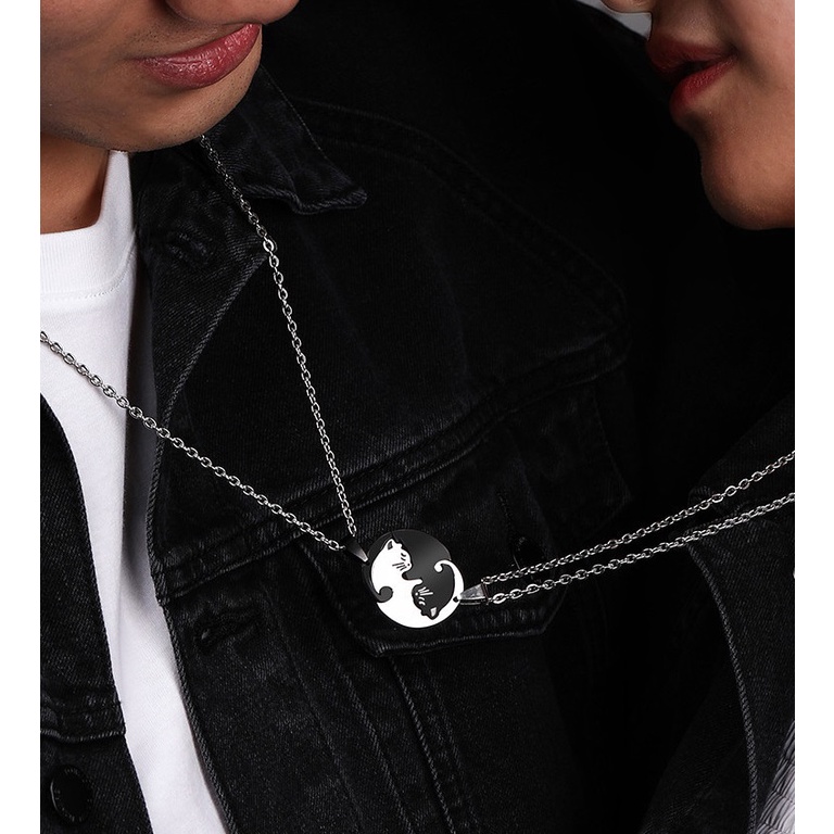 Dây Chuyền Cặp Đôi Mèo Âm Dương Punstore Chất Liệu Thép Titan Không Gỉ - Cặp Đôi Mèo Âm Dương