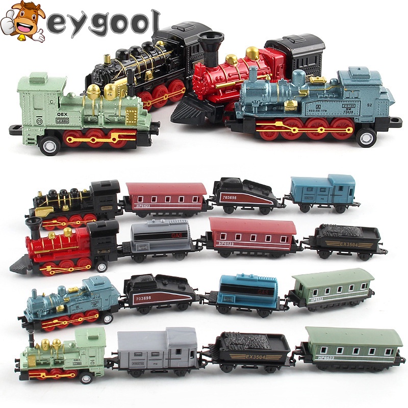 Set 4 Mô Hình Xe Lửa/Tàu Lửa/Xe Lửa Bằng Hợp Kim Phong Cách Retro Cho Bé