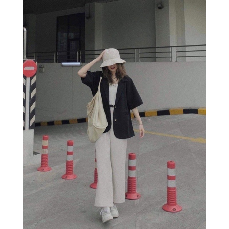 ÁO VEST CỘC TAY DÁNG DÀI ULZZANG QC CAO CẤP ÁO BLAZER