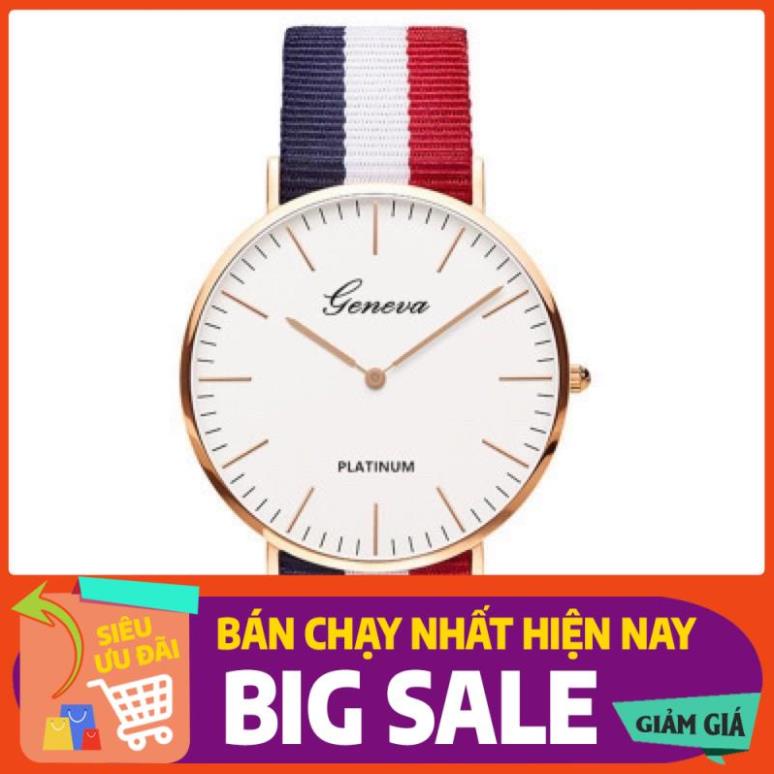 Đồng hồ thời trang nam nữ rẻ đẹp Geneva G08 2 kim độc đáo, dây dù đeo êm tây, phù hợp đeo đi học, đi chơi