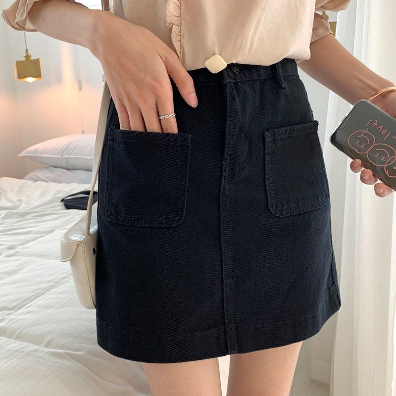Chân Váy Denim Chữ A Lưng Cao Phong Cách Hàn Quốc Cho Nữ | BigBuy360 - bigbuy360.vn