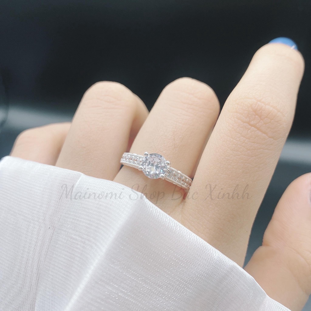 Nhẫn nữ hoàng MAINOMI QUEEN viền tinh xảo hoa văn bắt mắt chuẩn bạc ta