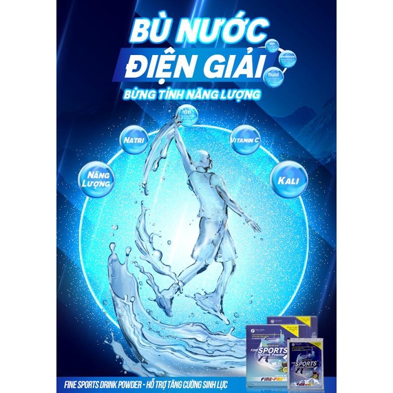 Bột pha uống bù điện giải Fine Sports Drink Powder vị chanh leo dễ uống giúp tăng cường thể lực, giảm mệt mỏi, bù nước