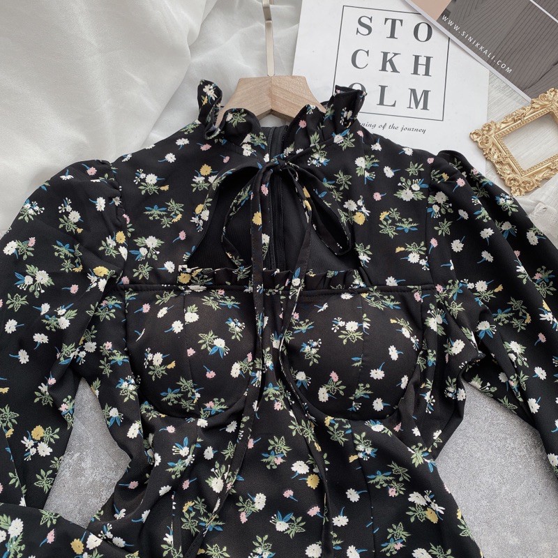 Đầm hoa khoét ngực viền bèo (về thêm set rời) | BigBuy360 - bigbuy360.vn