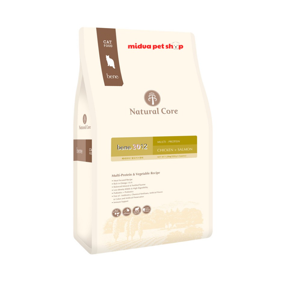 5kg Thức ăn cho mèo gà và cá hồi NATURAL CORE C3 BENE 3012