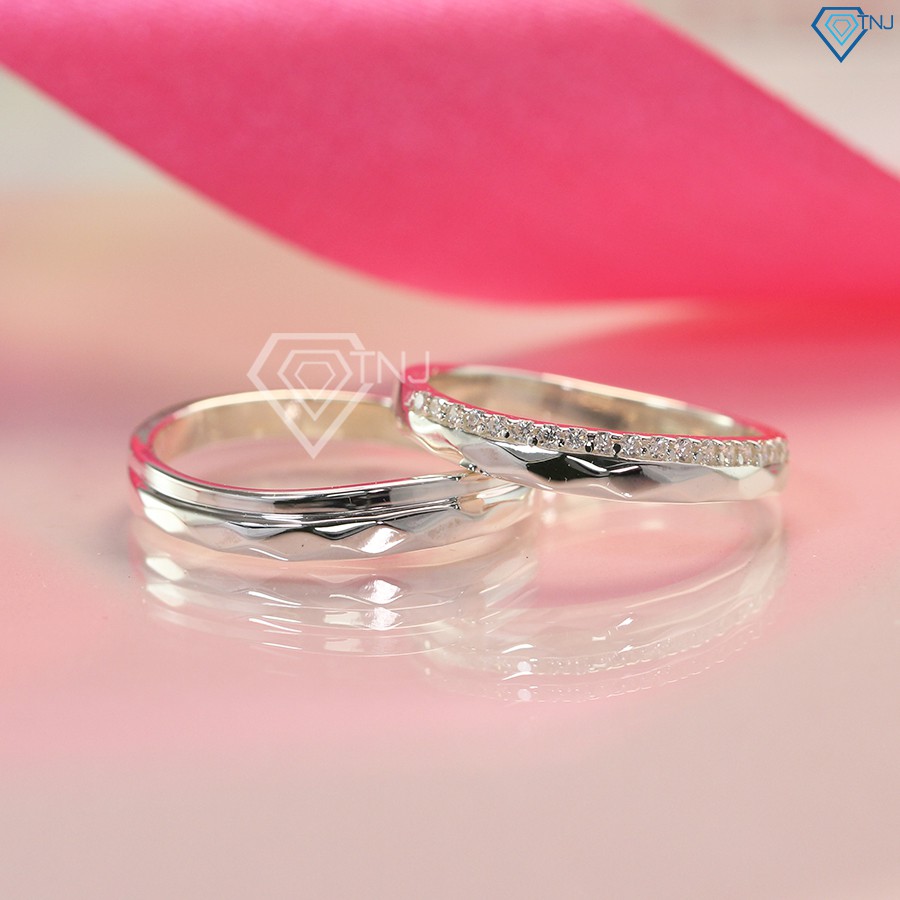 Nhẫn đôi bạc nhẫn cặp bạc đẹp đơn giản ND0385