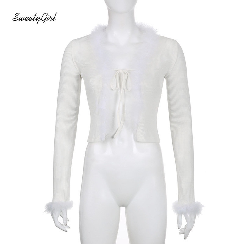 Áo Khoác Cardigan Cổ V Tay Dài Dáng Ôm Màu Trơn Đính Nơ Thời Trang 2022 Cho Bạn Gái