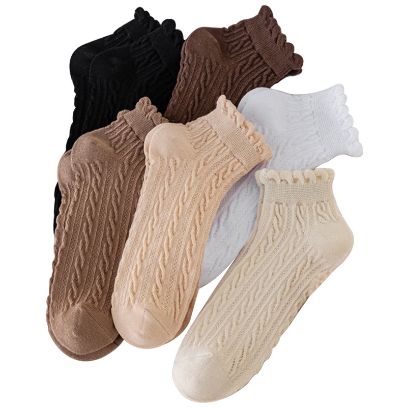 Vớ cotton cổ thấp màu trơn phong cách lolita Nhật Bản dễ thương cho học sinh