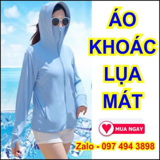 Áo khoác chống nắng vải lụa  mát có mũ trùm đầu, che được cổ cực mát