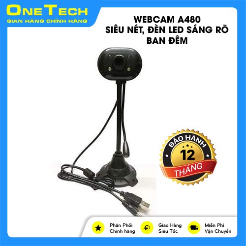 [Bảo hành 12 tháng] Webcam A480, Siêu Nét, Đầy Đủ Đèn LED sáng rõ ban đêm