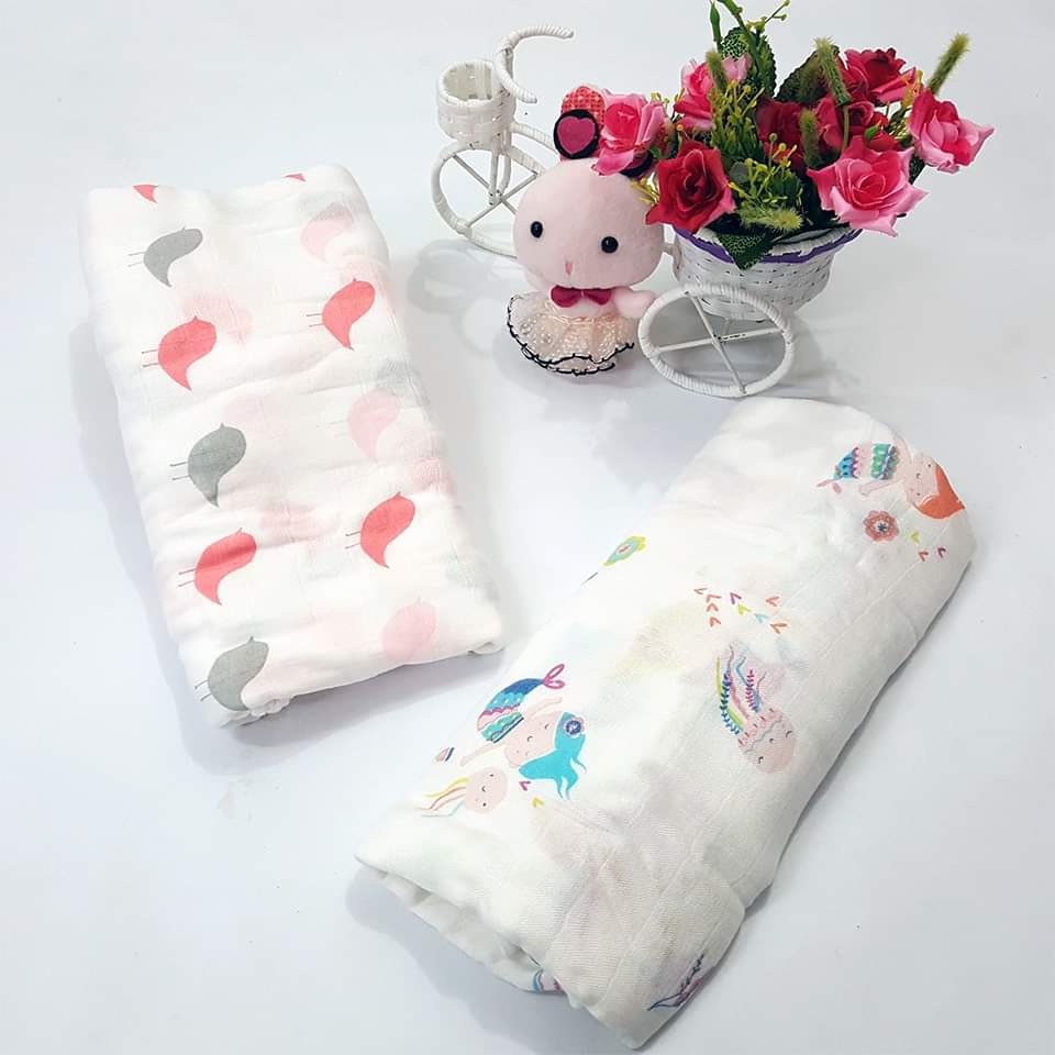 Khăn aden 2 lớp sợi tre hộp 2 cái quà tặng xịn xò cho bé