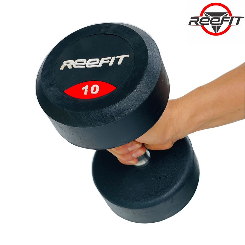 Bộ 2 tạ tay cao su Reefit 10kg Tạ Phòng Tập màu đen (gồm 2 tạ 10kg, tổng 20kg)