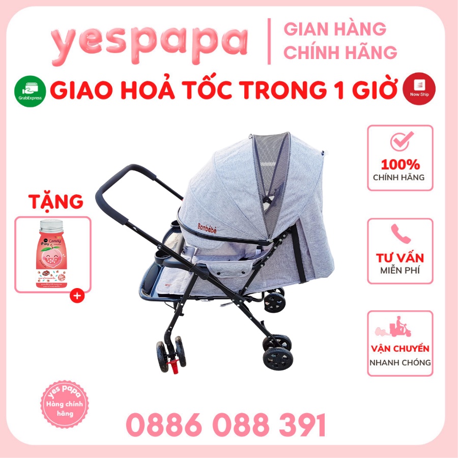 BB42 - Xe đẩy 2 chiều Bonbebe màu xanh lam đậm