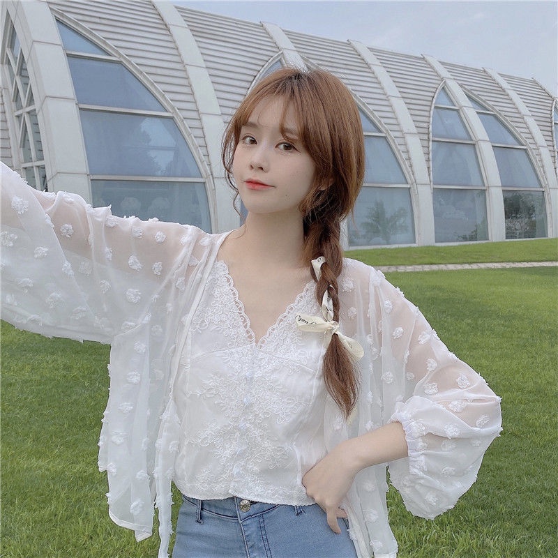 Áo Khoác cardigan Ngắn Vải chiffon Mỏng Chống Nắng Thời Trang Mùa Hè Cho Nữ