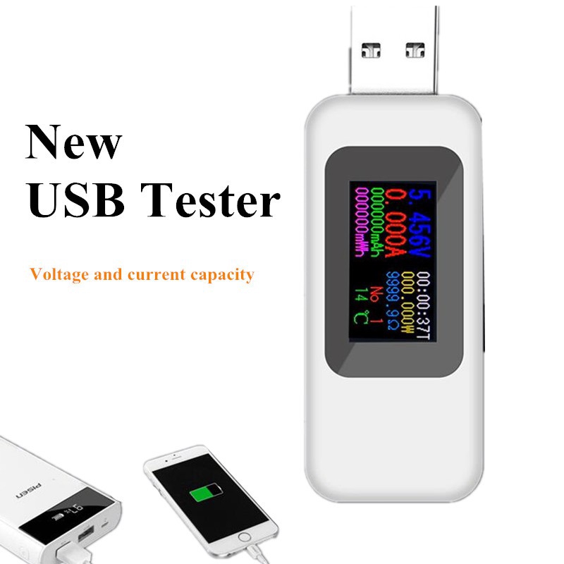 Màn hình màu 10 trong 1 Máy kiểm tra USB 0-5A Điện áp DC 4-30V Bộ sạc USB Máy đo điện Máy đo điện di động Máy dò pin