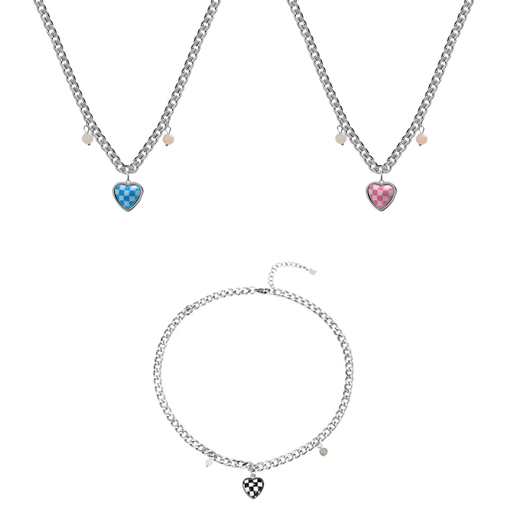 Vòng cổ mặt trái tim họa tiết kẻ sọc thời trang JP5