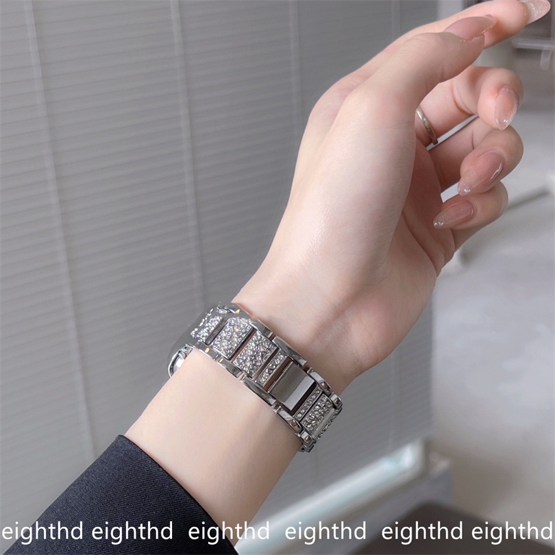 Toàn Bộ Dây Đeo Thay Thế Bằng Kim Loại Đính Kim Cương Giả Cho Đồng Hồ Apple Watch Series Ultra 8 7 6 SE 5 4 3 2 1 49mm 41mm 45mm 44mm 40mm 42mm 38mm