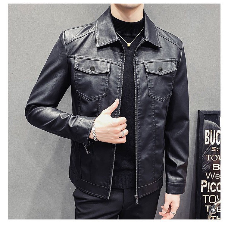 Áo khoác da nam lót dù biker cao cấp Pigofashion Zadn31