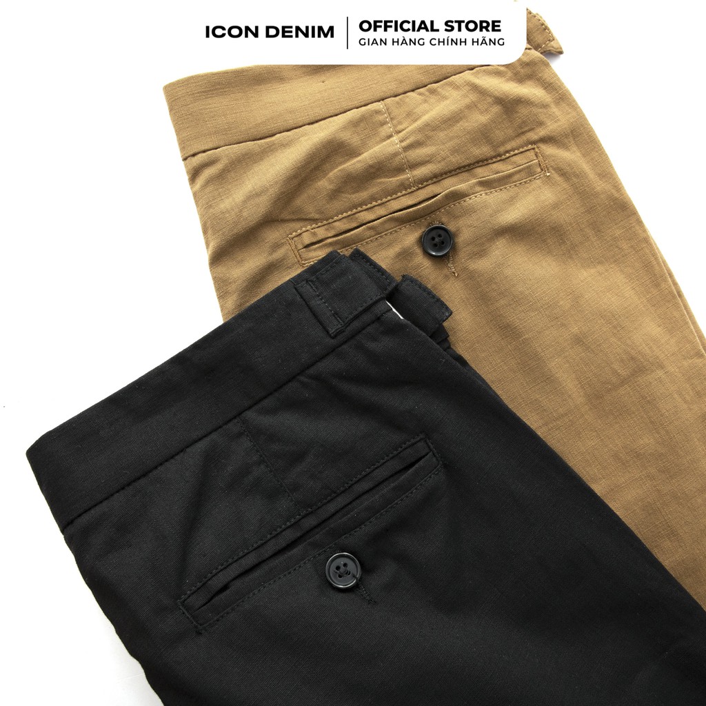 Quần Short Tây Nam ICON DENIM Vải Linen Lưng Tab Móc Khóa