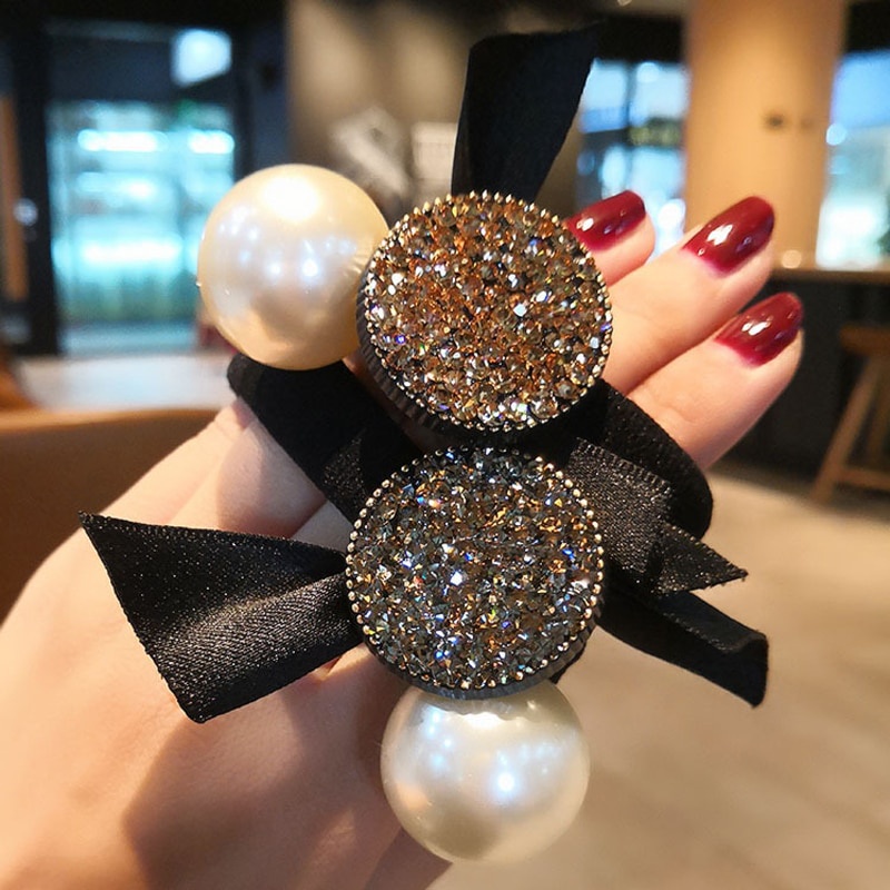 Dây buộc tóc cao su đính ngọc trai giả xinh xắn cho nữ