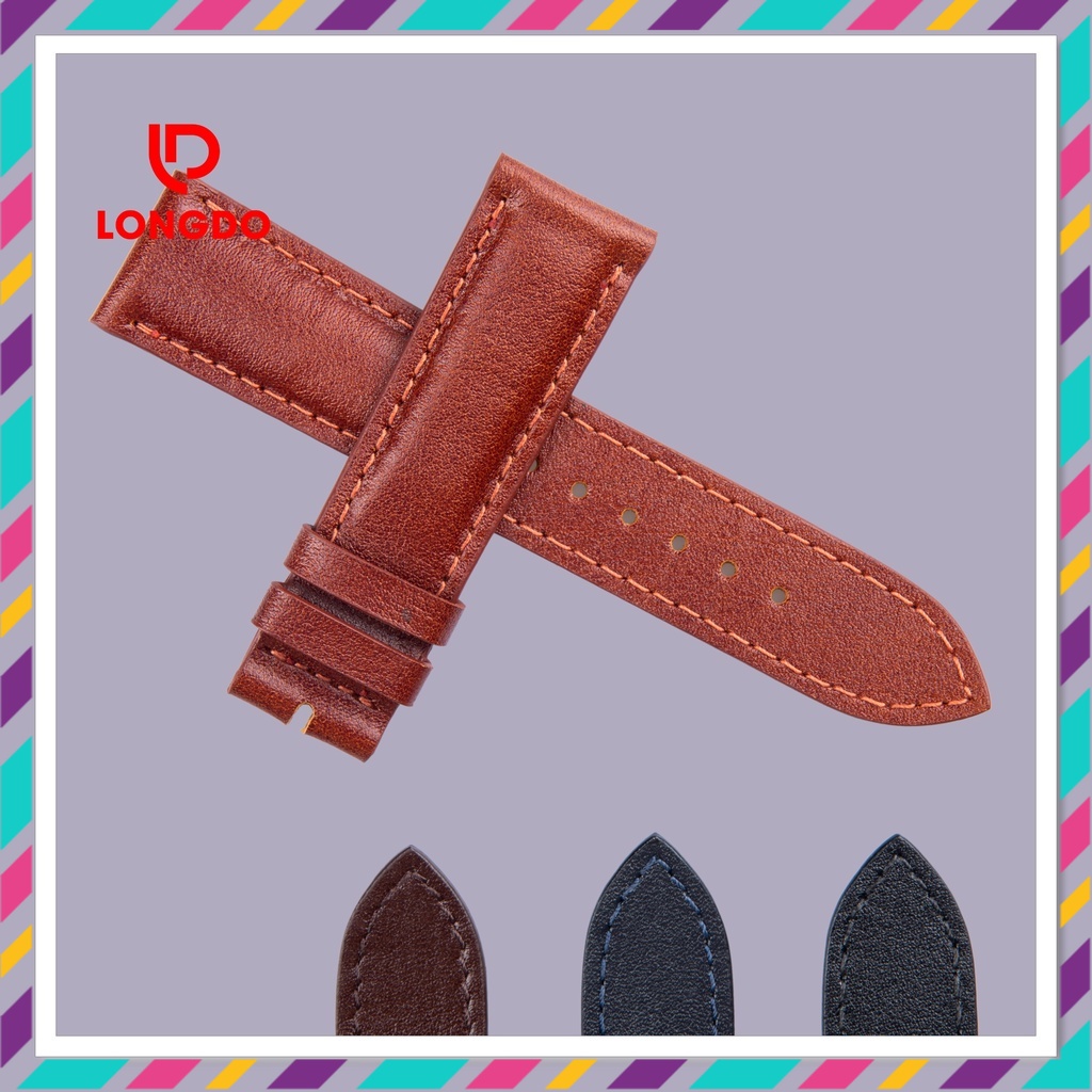 Dây đồng hồ da chống thấm nước - Đủ size 12/14/16/18/20/22/24 - Thương hiệu Longdo Leather - FLEXIBLE
