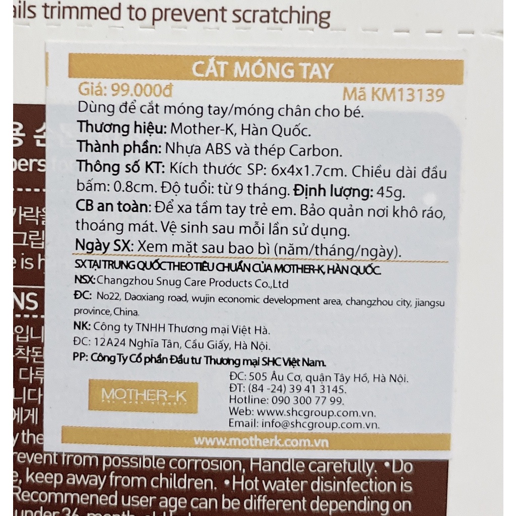 BẤM MÓNG TAY MOTHERK CHO BÉ HÀN QUỐC/ CẮT MÓNG TAY CHO BÉ MOTHER-K