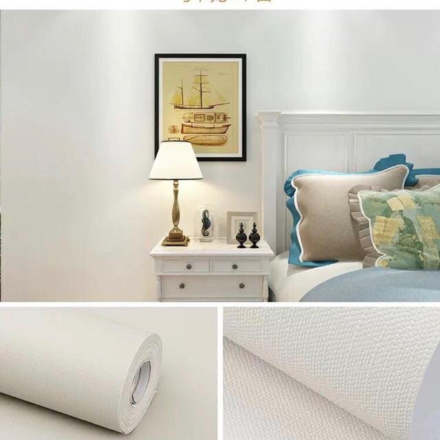 Giấy Dán Tường Trắng Nhám Sẵn Keo (10M X 45Cm / Cuôn)