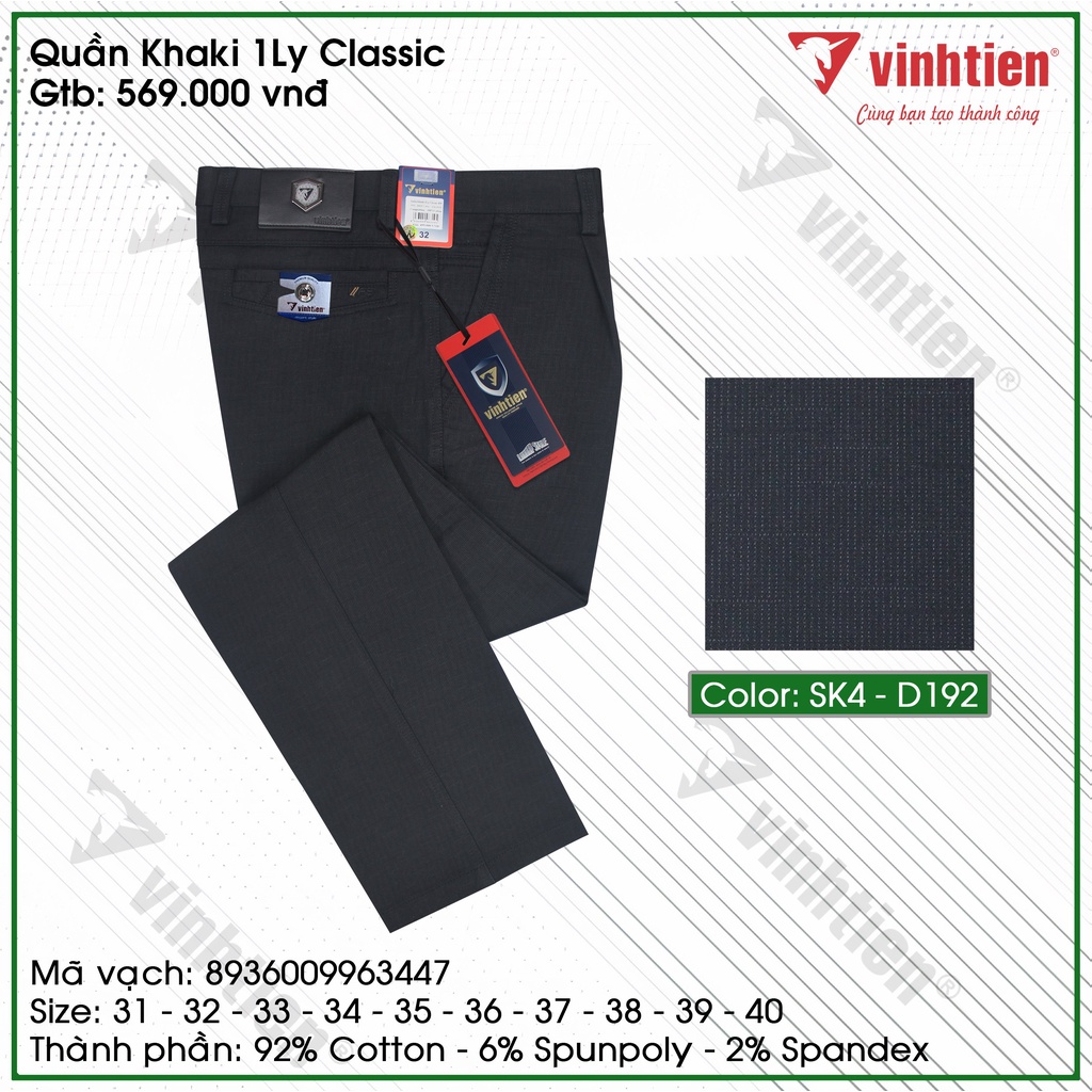 Quần Kaki Trung Niên 1ly Classic Cotton Vĩnh Tiến 569