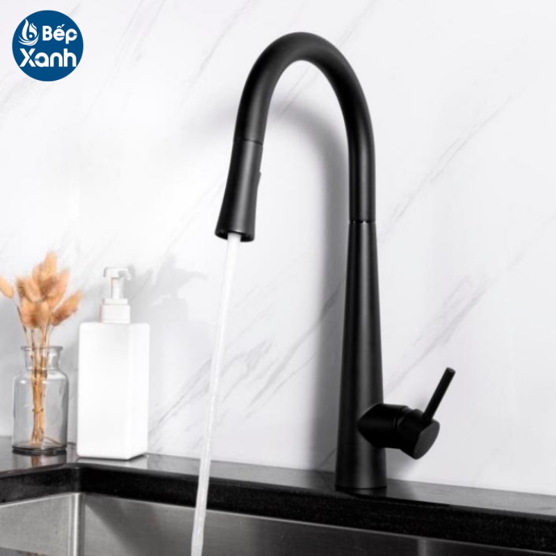 [FREESHIP HCM] Vòi Rửa Chén Nóng Lạnh Dây Rút Ecalite EF-K149B - Màu Đen