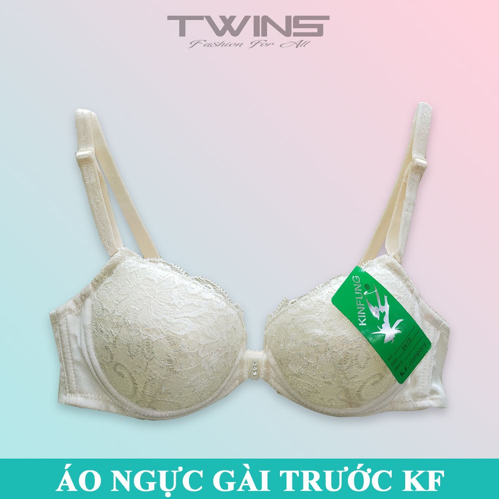 Áo ngực nữ ren cài trước nâng ngực Kung Fung  có gọng mút mỏng cúp xéo size 34-36-38