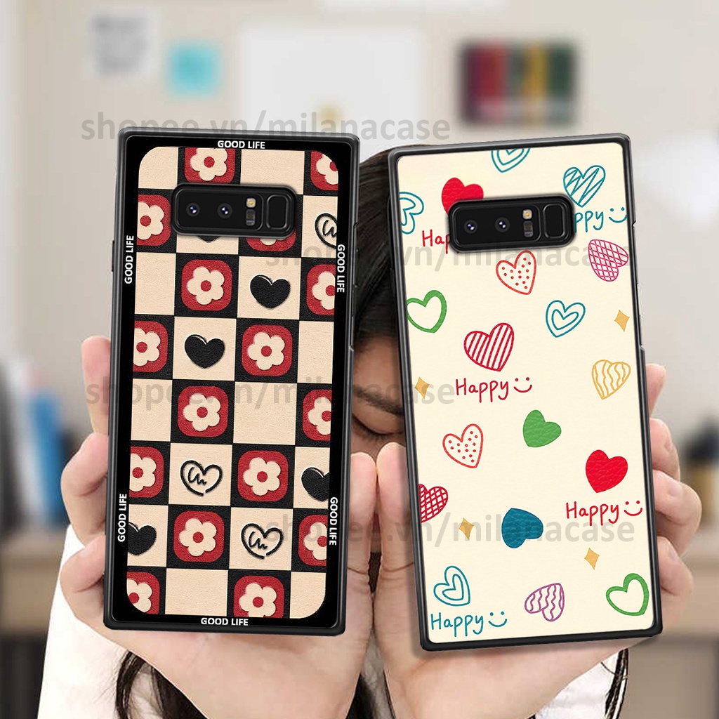 Ốp Samsung Note 8 in hình caro trái tim siêu đẹp, siêu nét đầy phong cách cá tính
