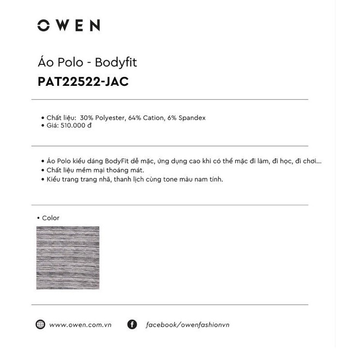 OWEN - Áo Polo nam ngắn tay Owen màu đen 22522 - Áo thun có cổ nam