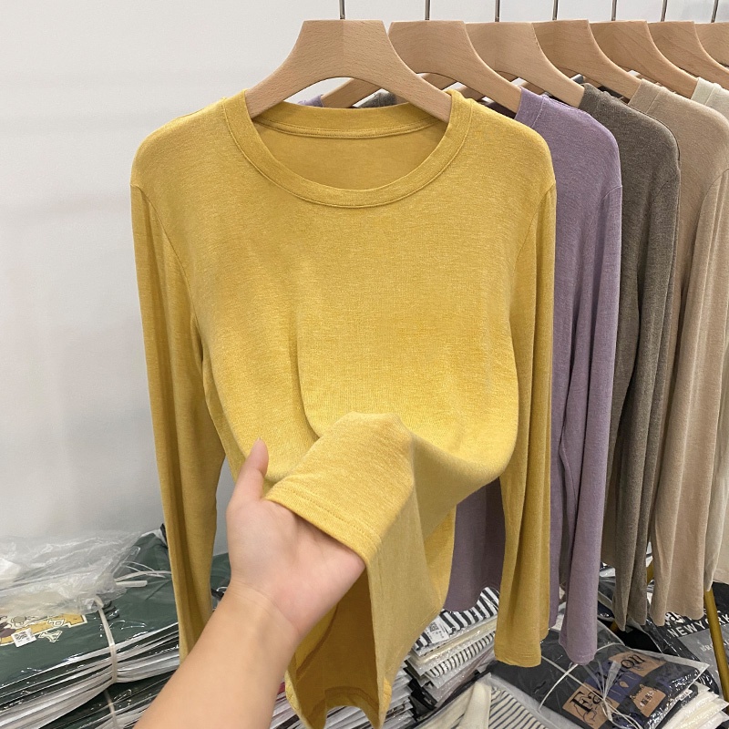 Áo Thun Tay Dài Màu Trơn Mềm Mại Thoải Mái Dễ Phối Đồ 56657