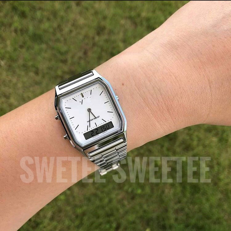 [Freeship] Đồng Hồ Unisex Sweetee AQ230 Kim Điện Tử Chống Nước Mặt Chữ Nhật Phong Cách Retro Sang Trọng Thanh Lịch | BigBuy360 - bigbuy360.vn
