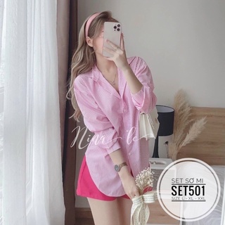 [ CHUBBY BIGSIZE ] Set áo sơ mi + quần Phi