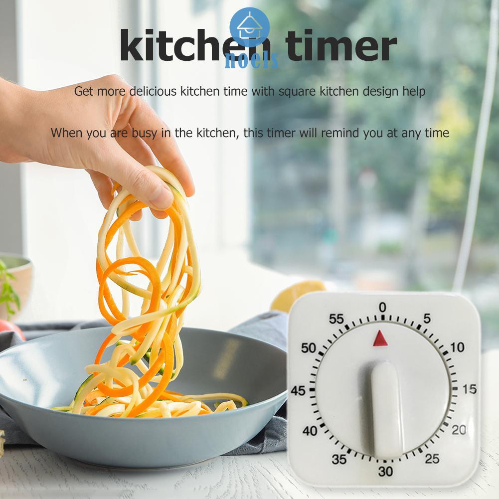 (Ready-Noel)Square Countdown Alarm Reminder 60 Minutes Dial Mechanical Kitchen Timer