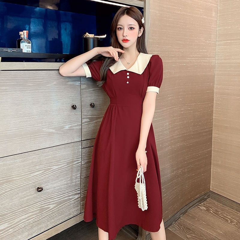 Váy babydoll Đầm Dáng Dài Cổ Búp Bê Thời Trang Mùa Hè 2022 Cho Nữ