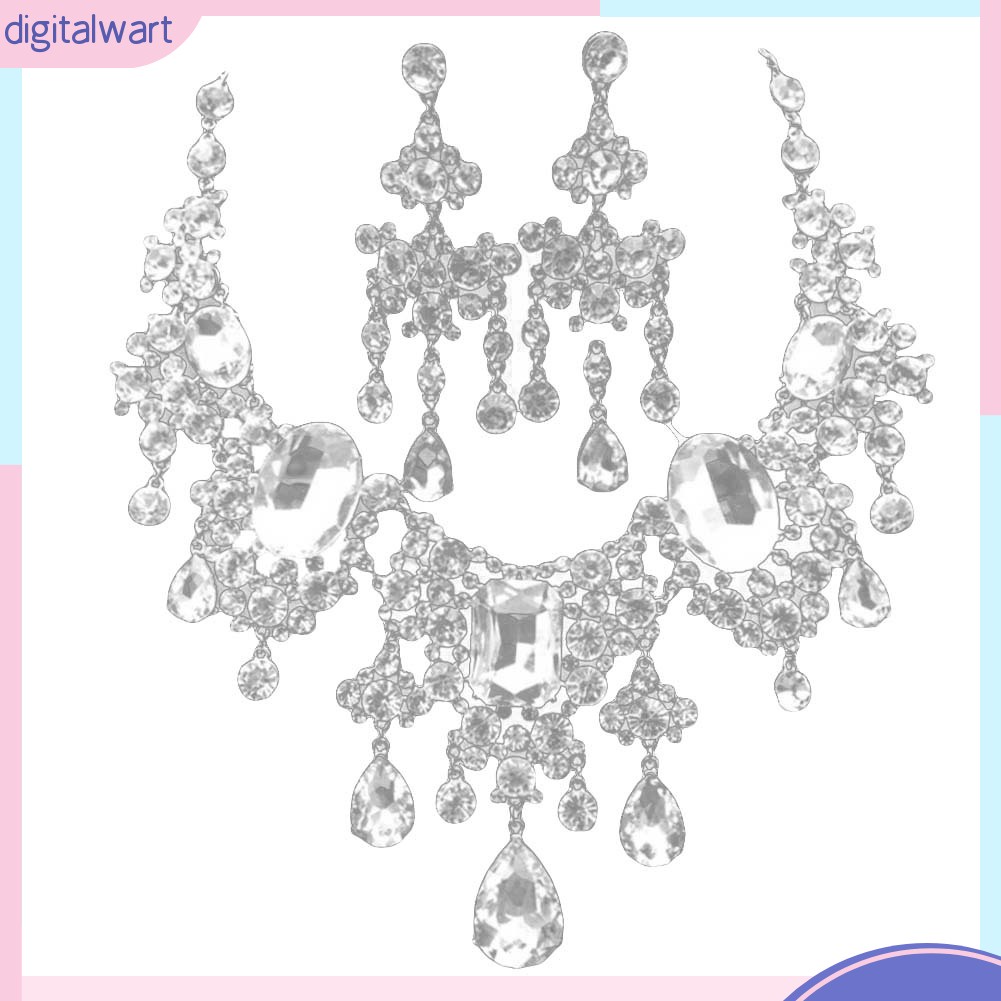 Set 2 Vòng cổ Và Đôi Khuyên Tai Đính Đá Thời Trang Dành Cho Nữ