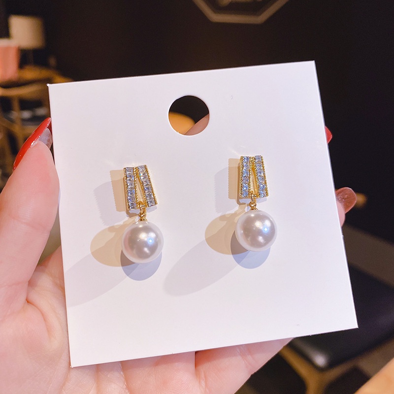 Bông Tai Mạ Bạc 925 Đính Ngọc Trai Phong Cách Hàn Quốc