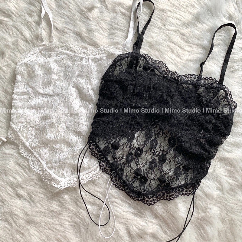 Áo ren dây rút -bra hoa