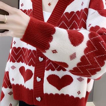 Áo Khoác Cardigan Dệt Kim Mỏng Dáng Rộng Cổ Chữ V Xinh Xắn