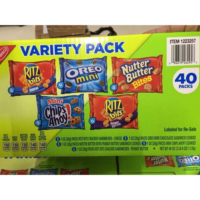 [8/2023]Bánh Variety pack 40 gói/thùng Hàng Mỹ