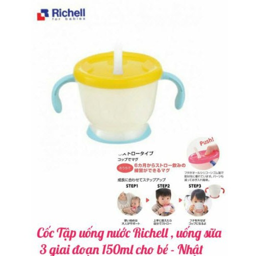 [Mã 267FMCGSALE giảm 8% đơn 500K] CỐC TẬP UỐNG 3 GIAI ĐOẠN RICHELL