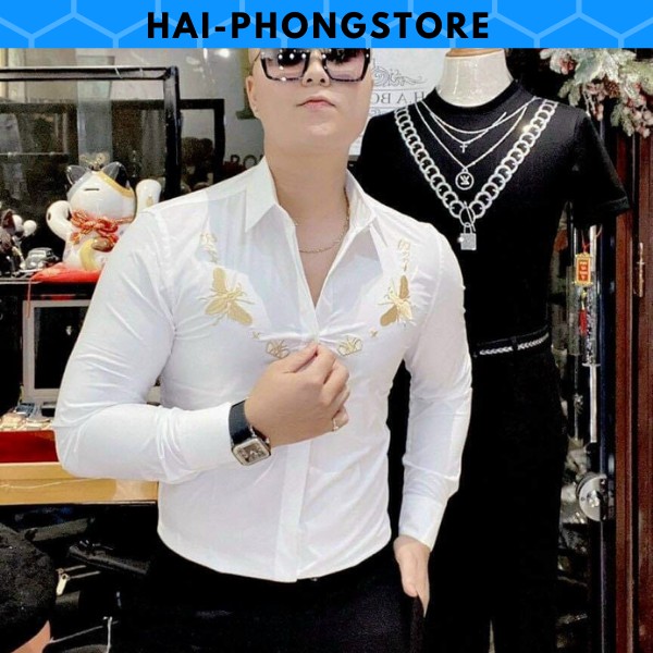 Áo sơ mi 🔵 𝐅𝐑𝐄𝐄 𝐒𝐇𝐈𝐏 🔵 áo sơ mi nam mùa hè, tay dài chuẩn form nam tính, vải lụa cao cấp hai-phongstore