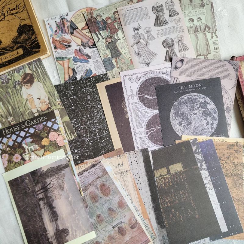 Giấy nền trang trí retro nhiều chủ đề dùng decor vintage journal và junk journal - ginandtonic